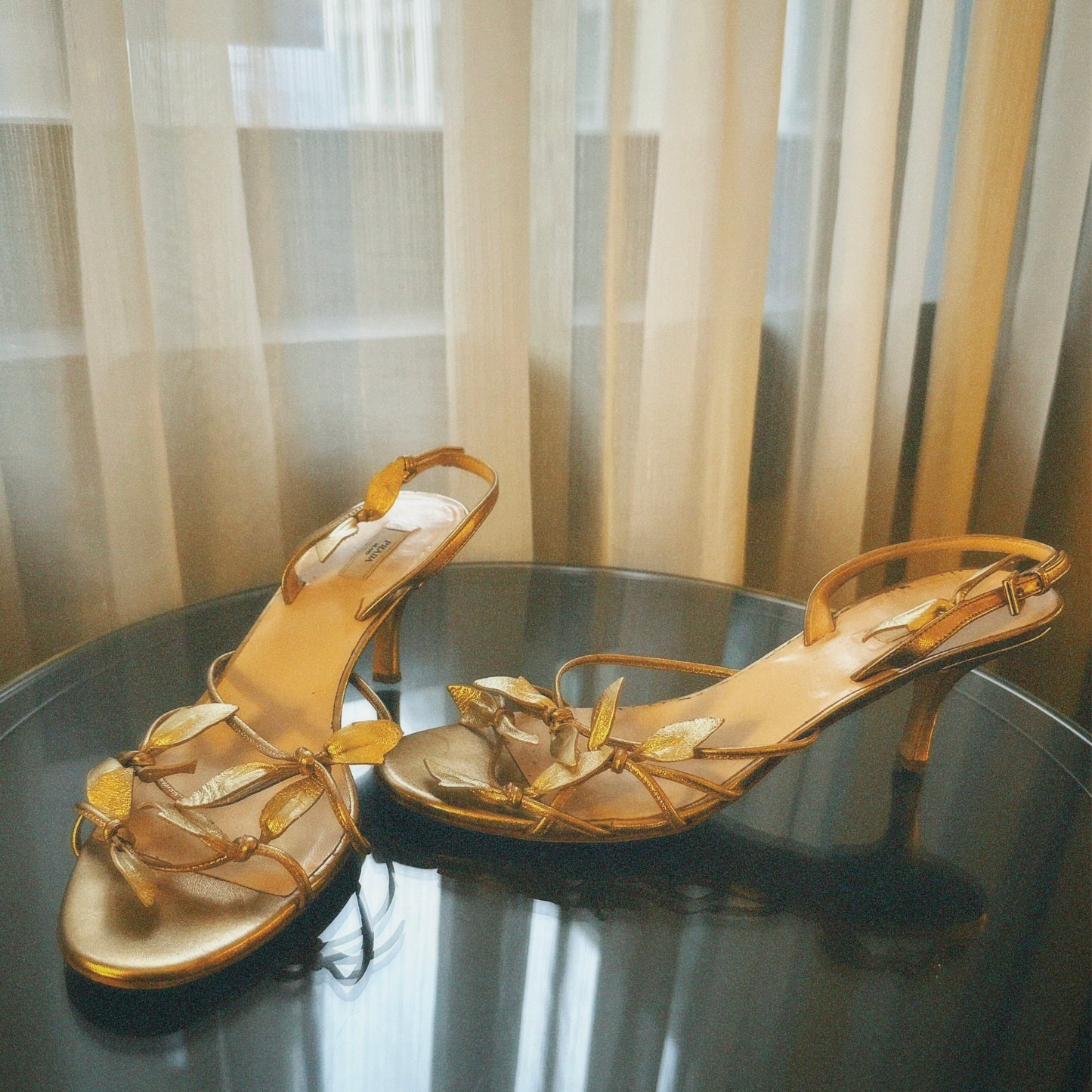 Vintage Prada Gold Leaf Sandals