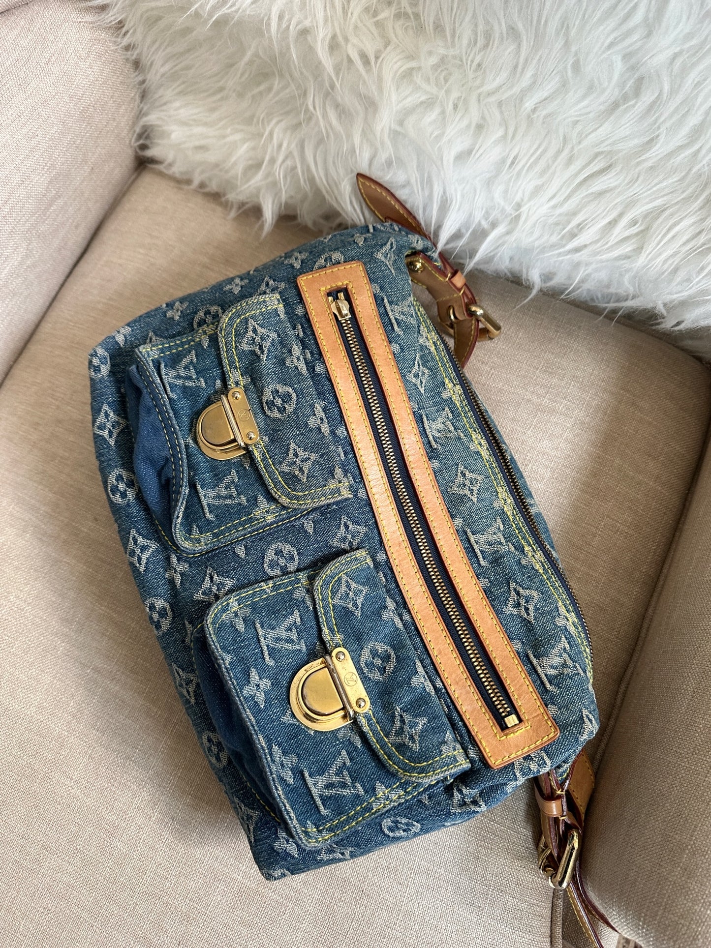 Vintage Louis Vuitton Denim Baggy Crossbody