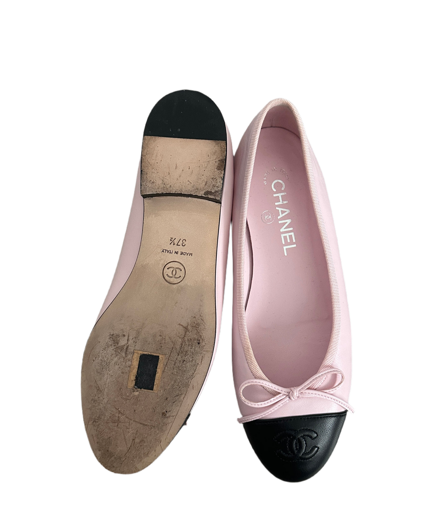 Chanel Ballerina Flats Pink/Black 37.5