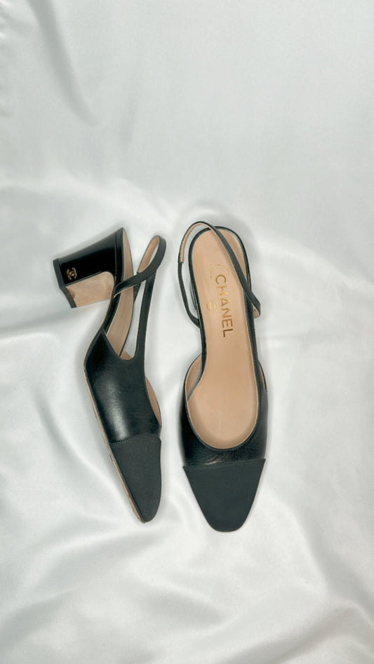 Chanel Black Slingback Heels