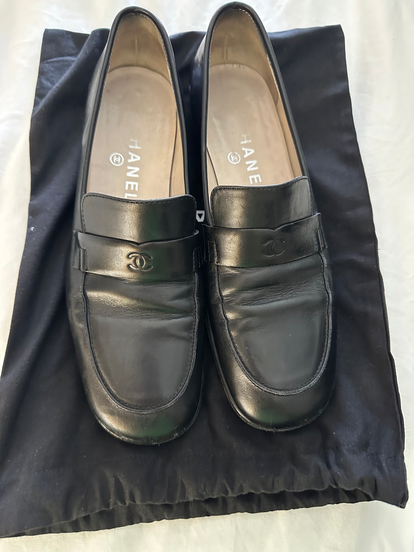 Vintage Chanel Black Loafers