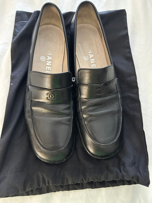 Vintage Chanel Black Loafers