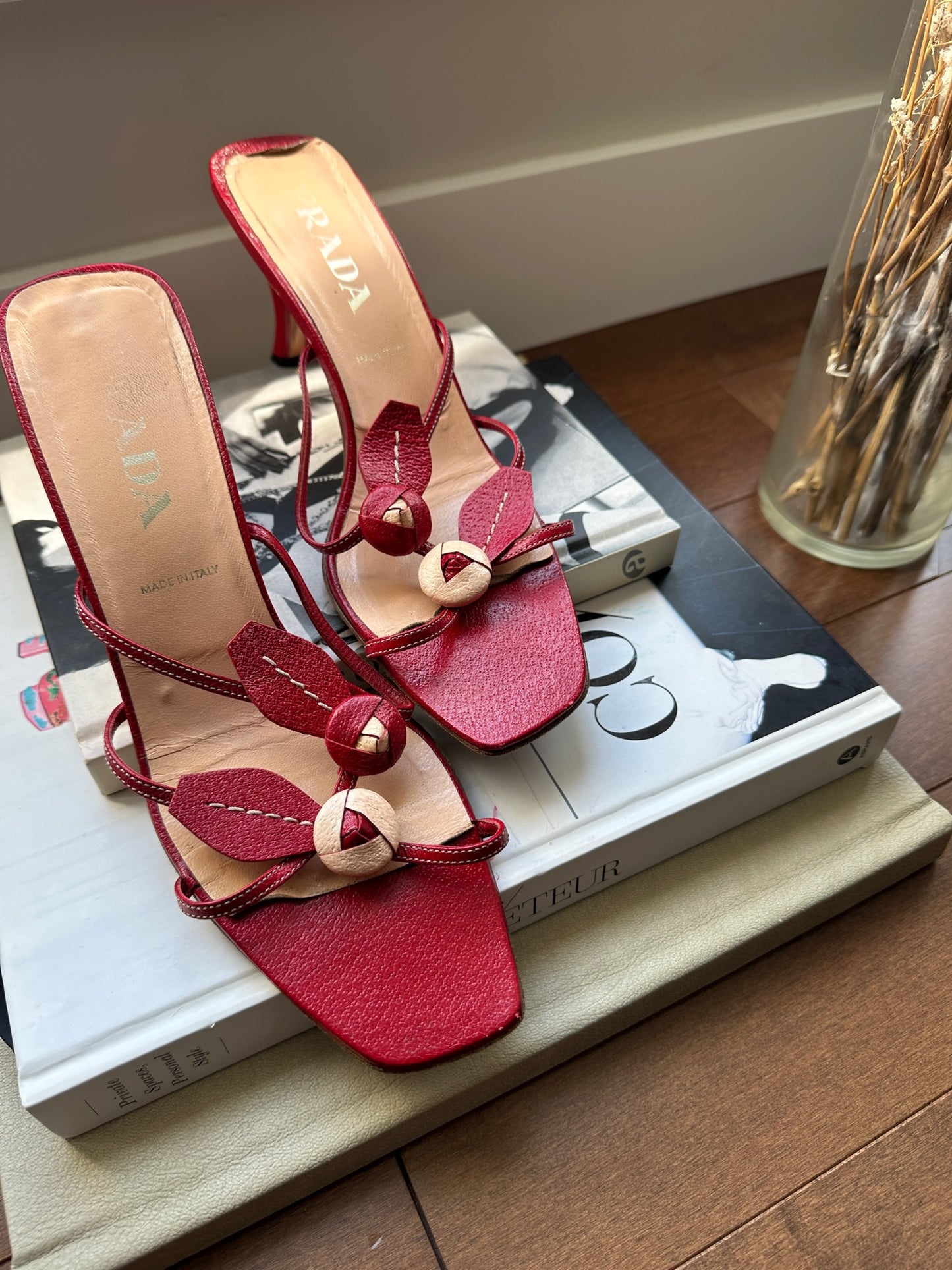 Vintage Prada Berry & Leaf Sandals