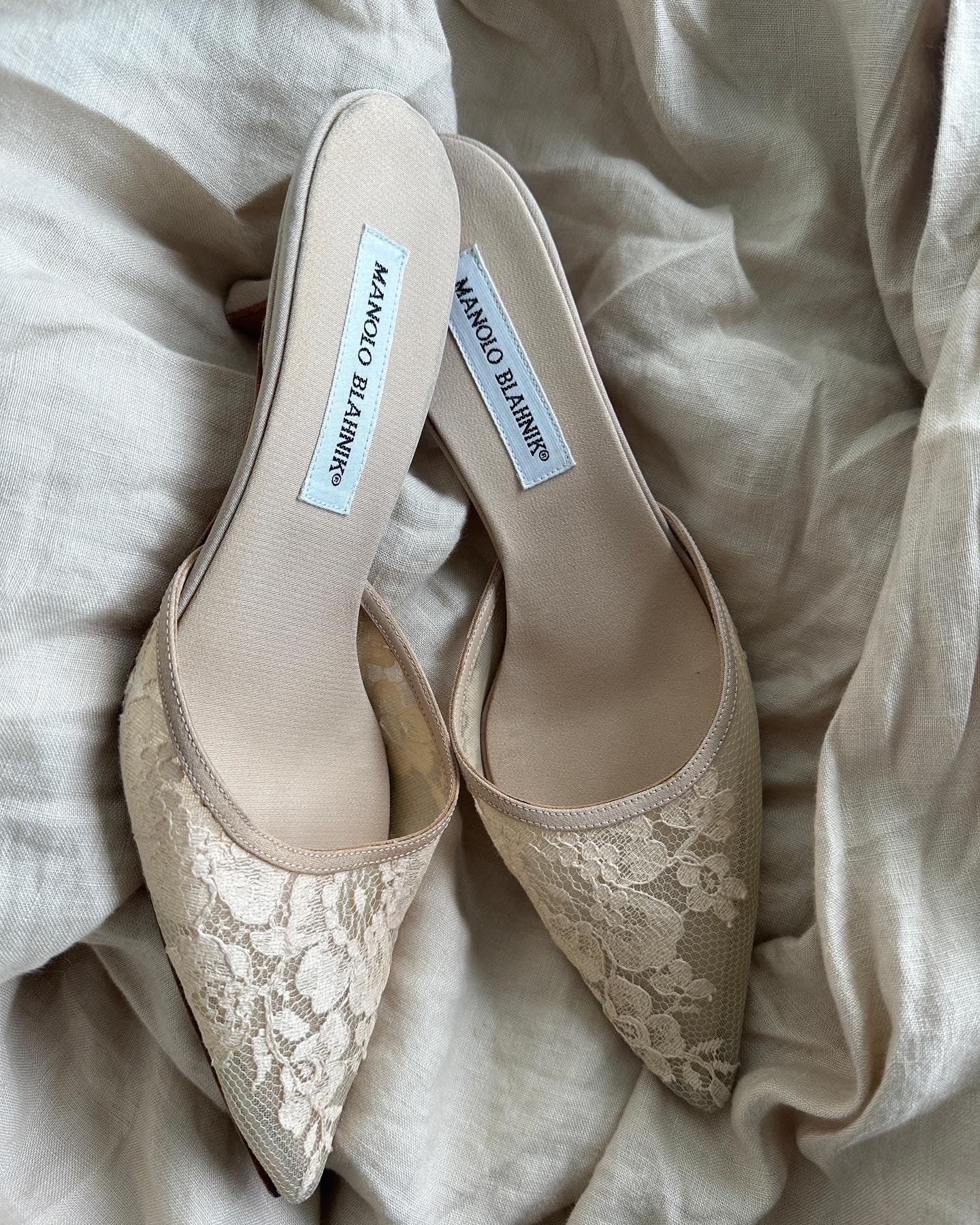 Manolo Blahnik Lace Mules