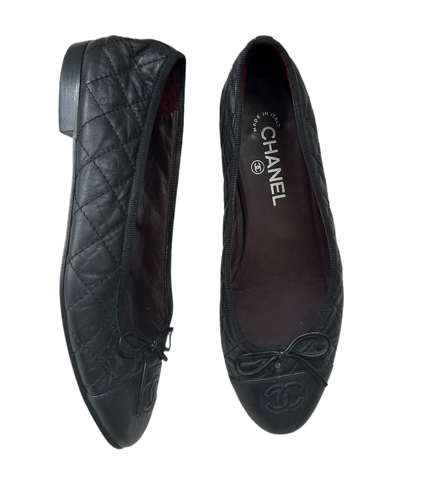 Chanel Quilted Leather Ballet Flats 39