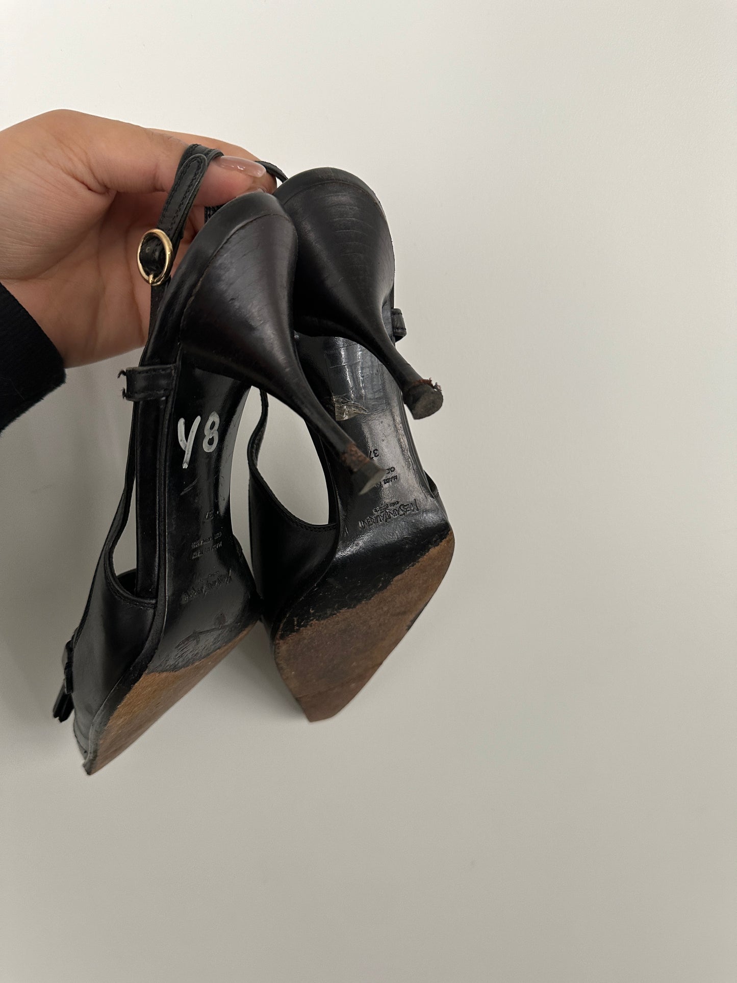 Vintage YSL Slingbacks with Tassel & Logo Detail