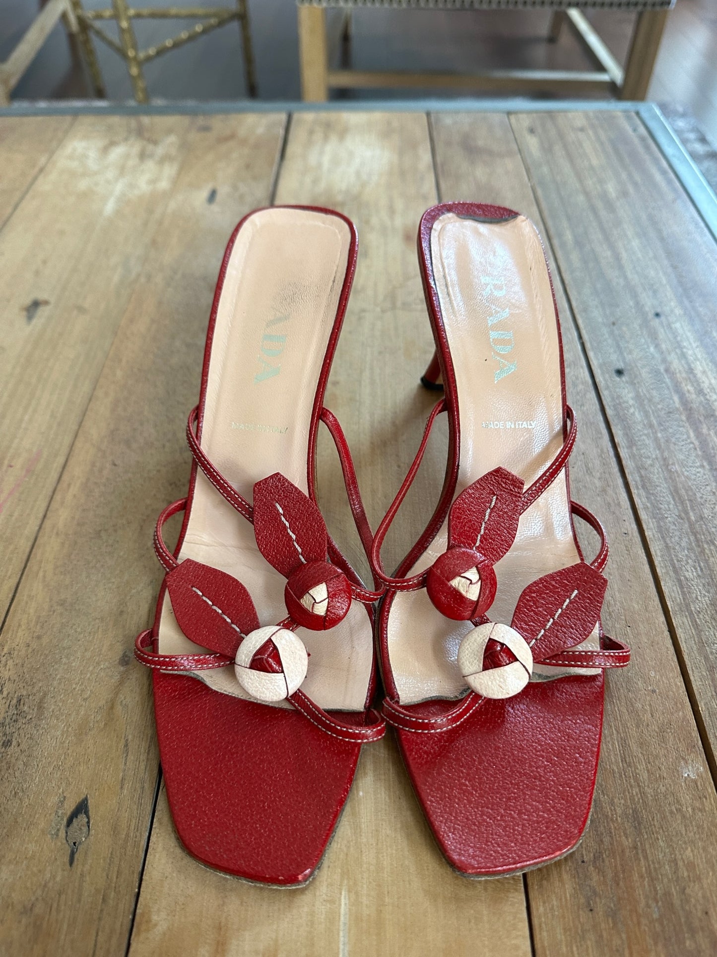 Vintage Prada Berry & Leaf Sandals