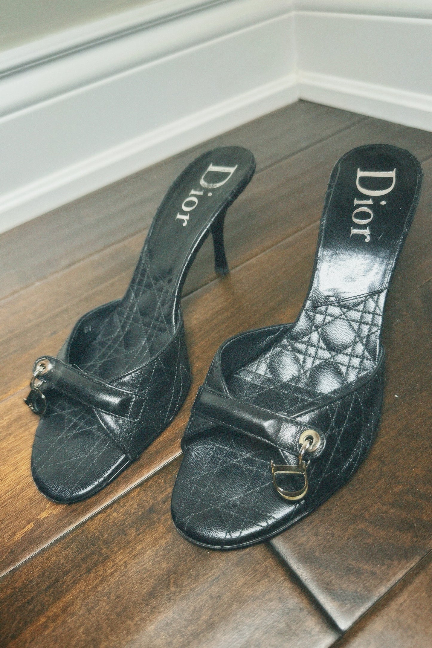 Vintage Dior Black Mules with ‘D’ Charm