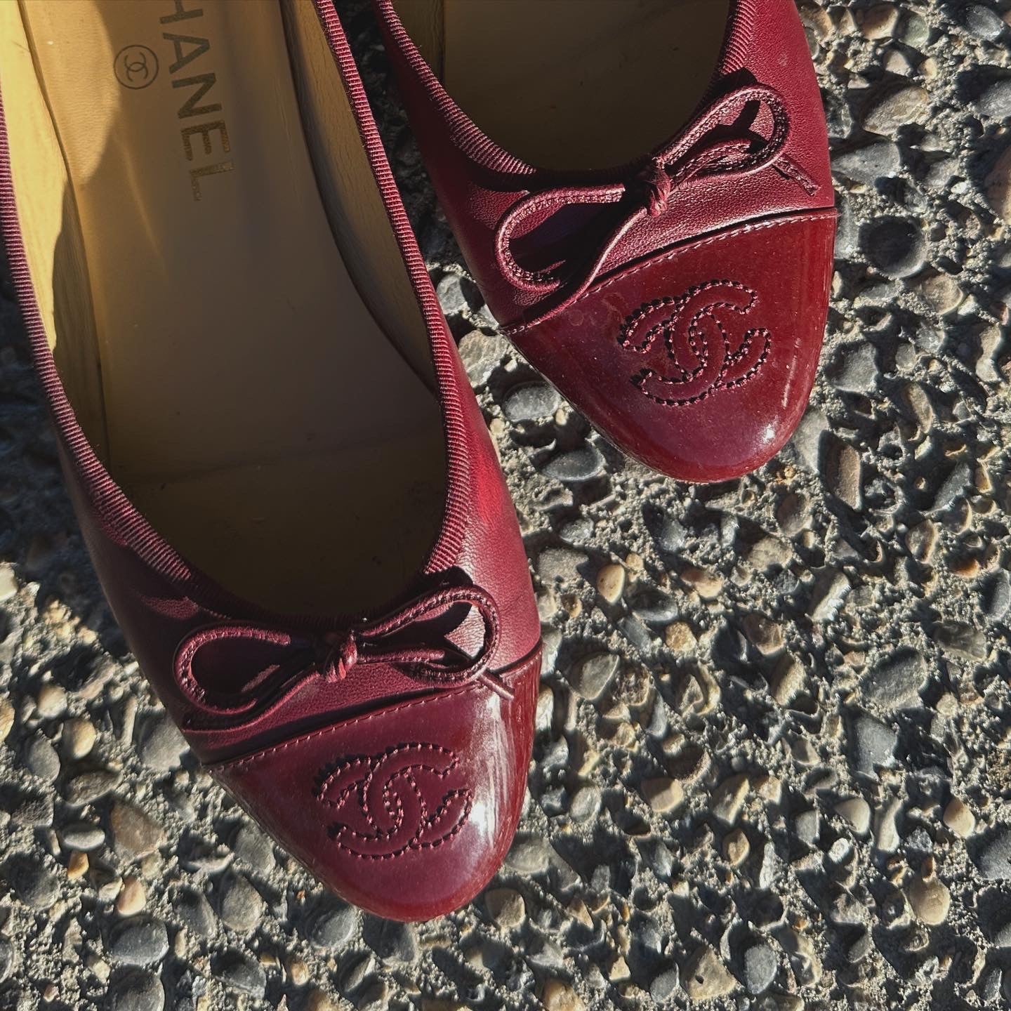 Chanel Red Ballet Flats