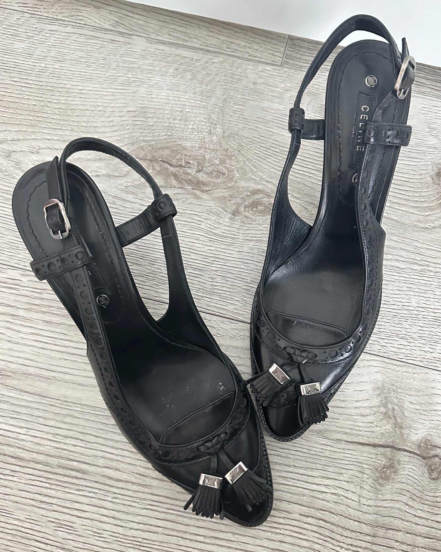 Vintage Celine Slingbacks with Tassel Logo