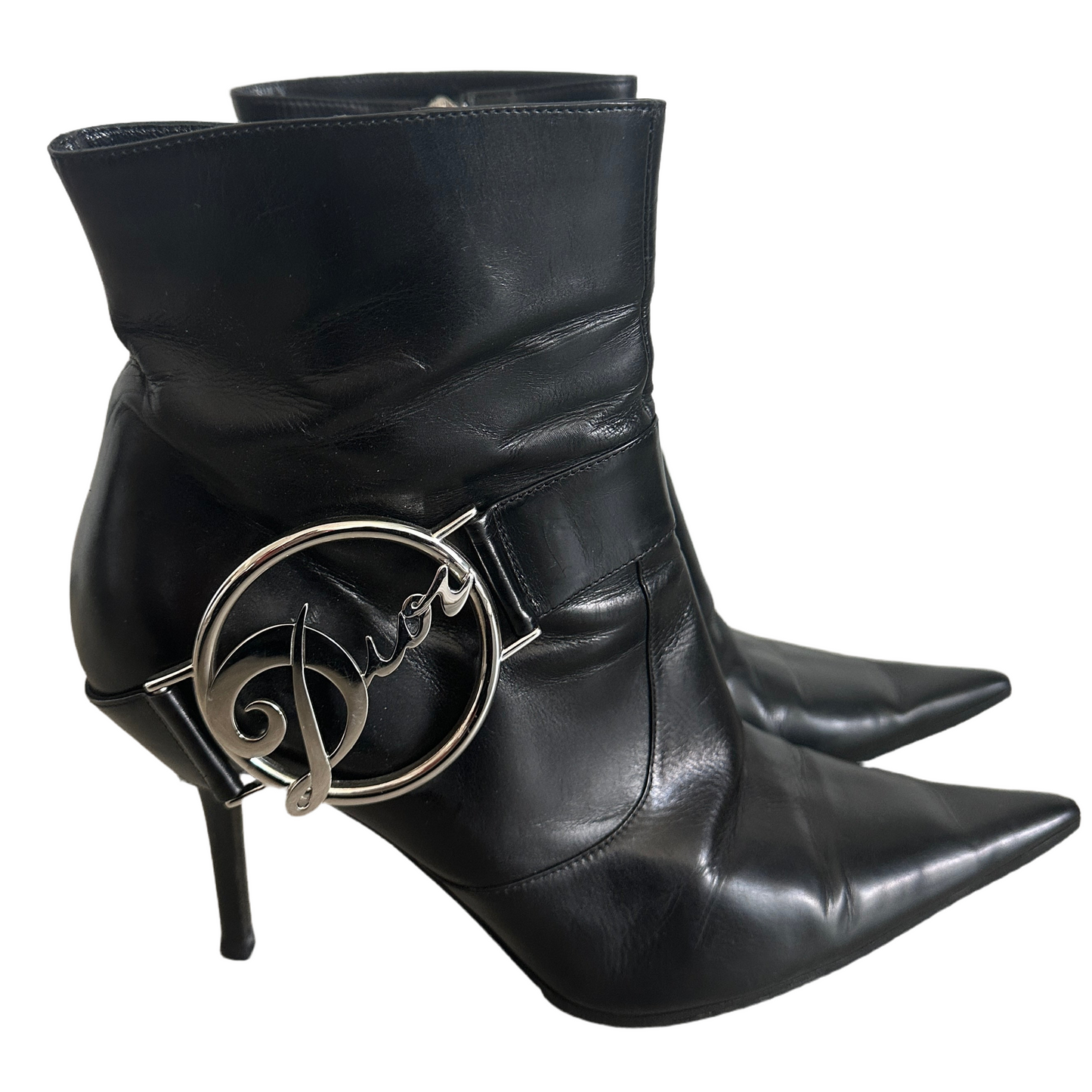 Vintage Christian Dior Ankle Boots with Dior Logo Emblem