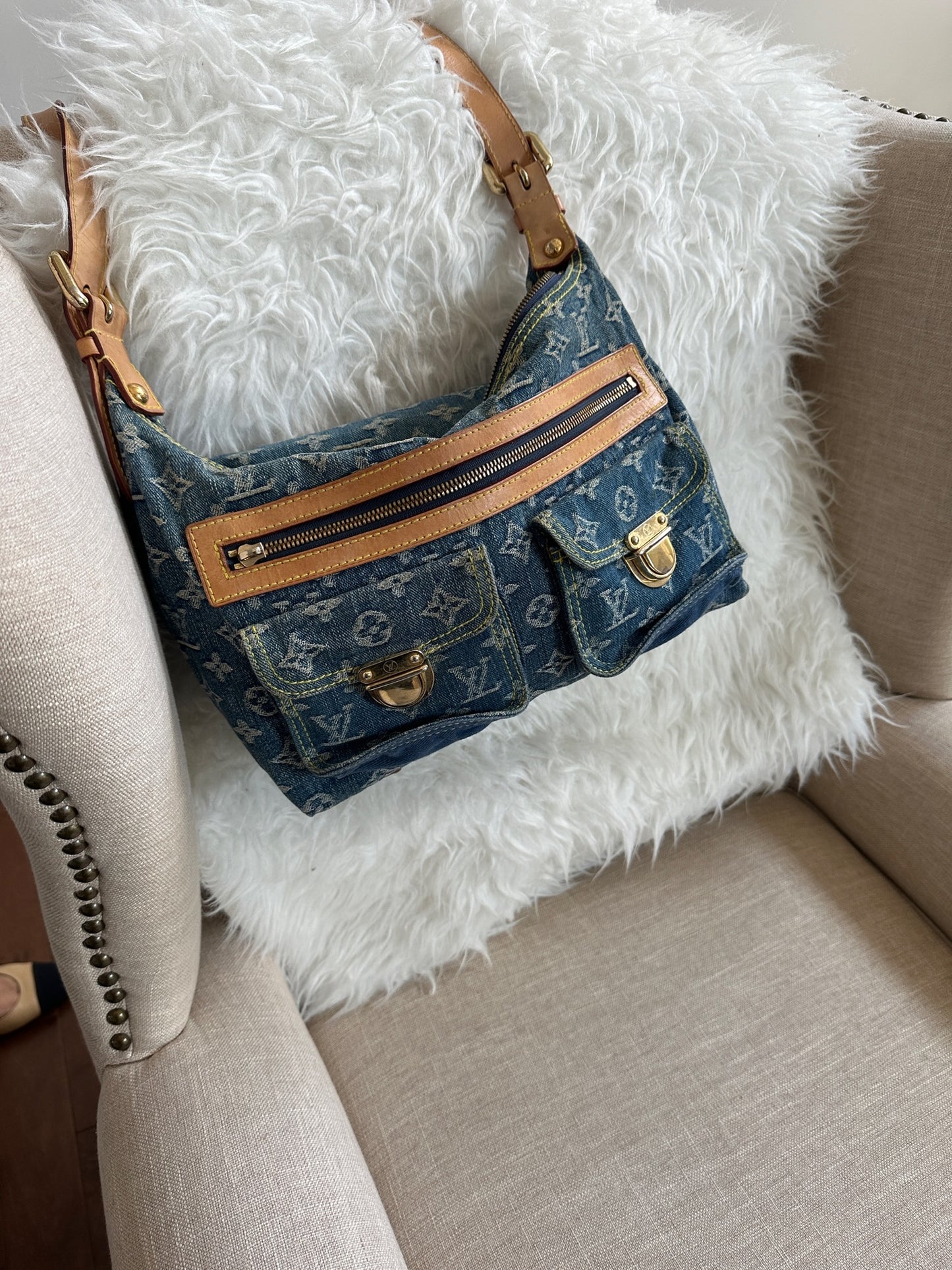 Vintage Louis Vuitton Denim Baggy Crossbody