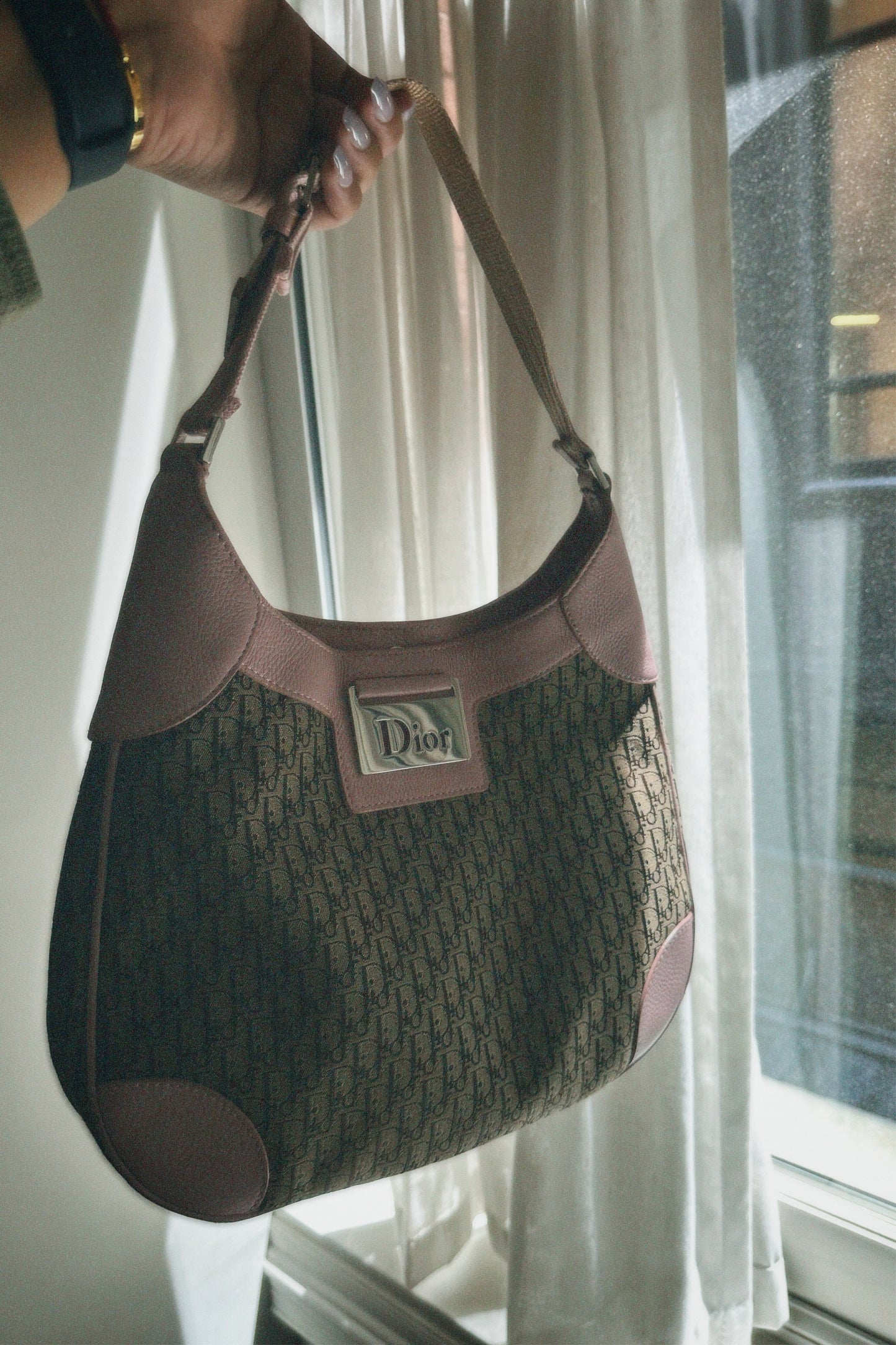 Vintage Dior Monogram Bag with Pink Leather