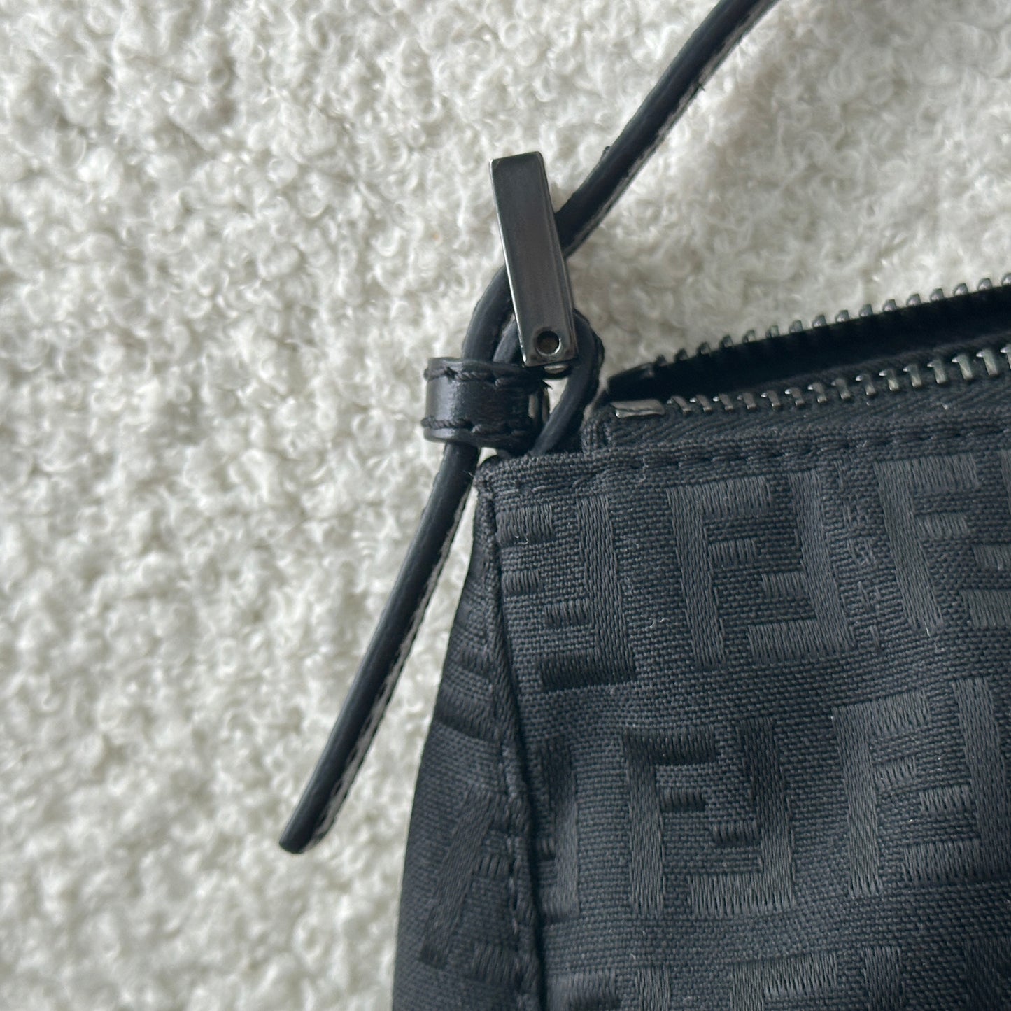 Vintage Fendi Zucchino Black Shoulder Bag