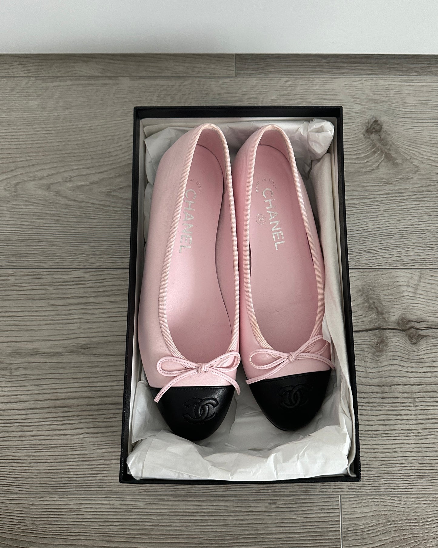 Chanel Ballerina Flats Pink/Black 37.5