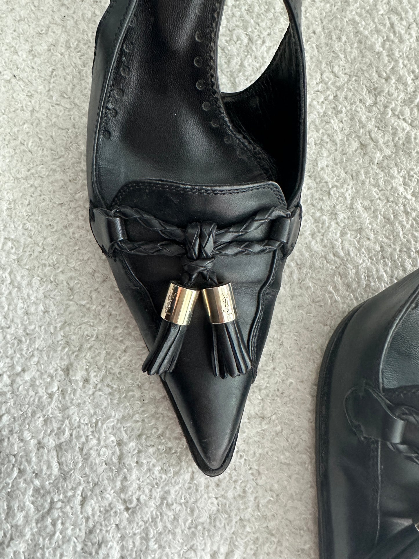 Vintage YSL Slingbacks with Tassel & Logo Detail