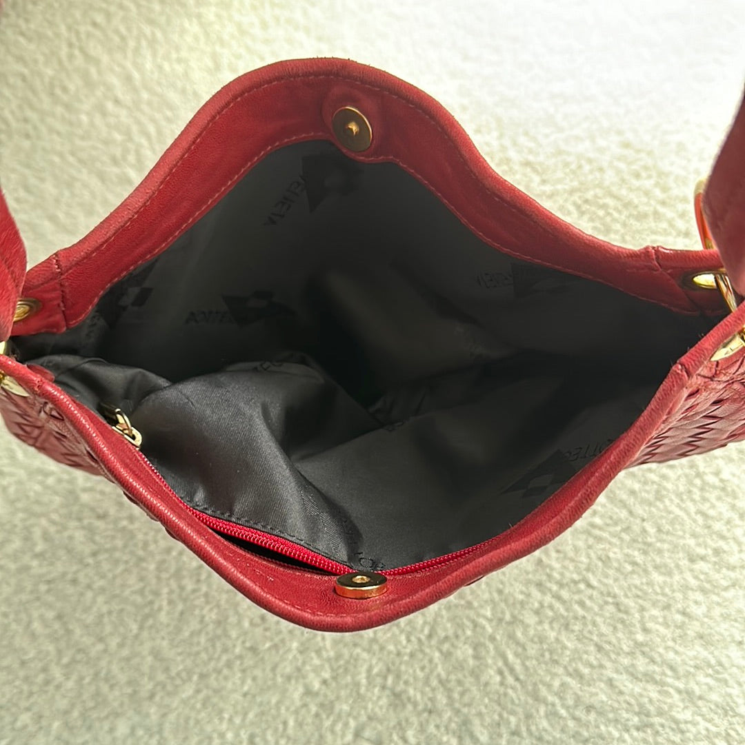 Vintage Bottega Veneta Intrecciato Red Shoulder Bag