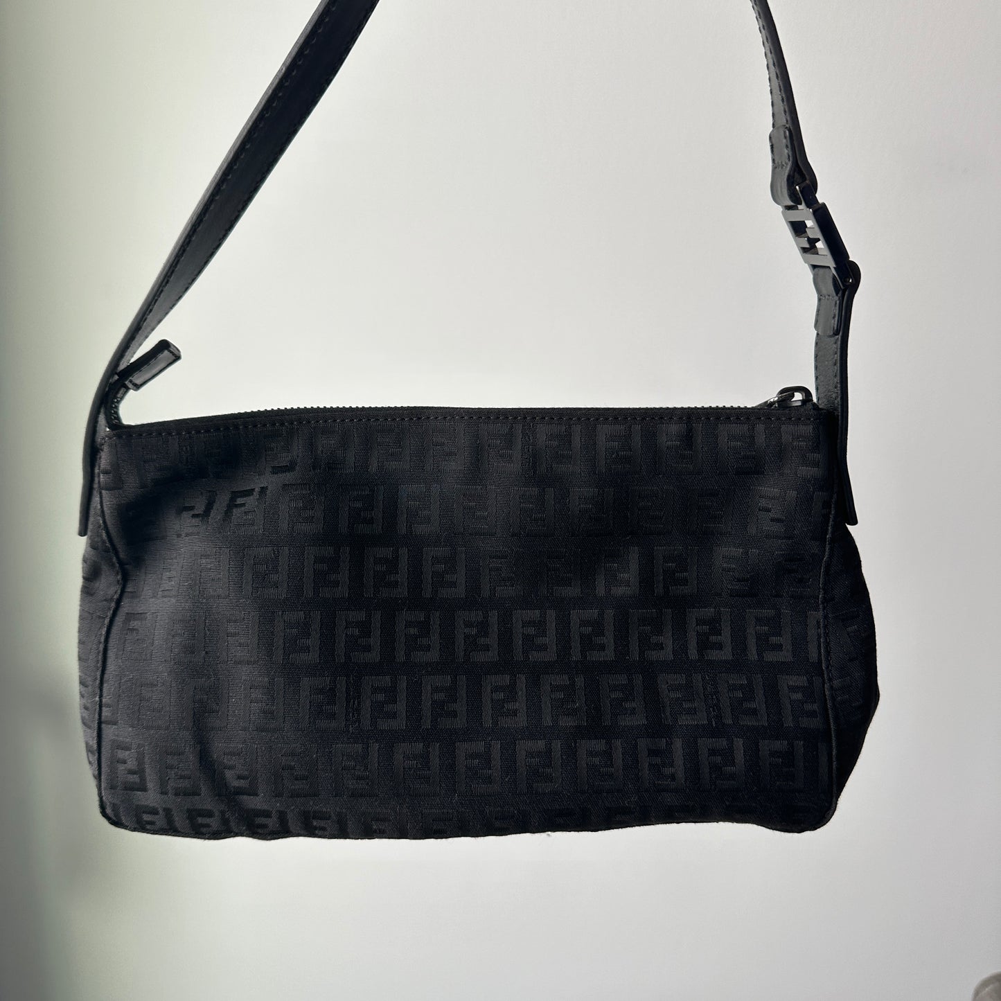 Vintage Fendi Zucchino Black Shoulder Bag