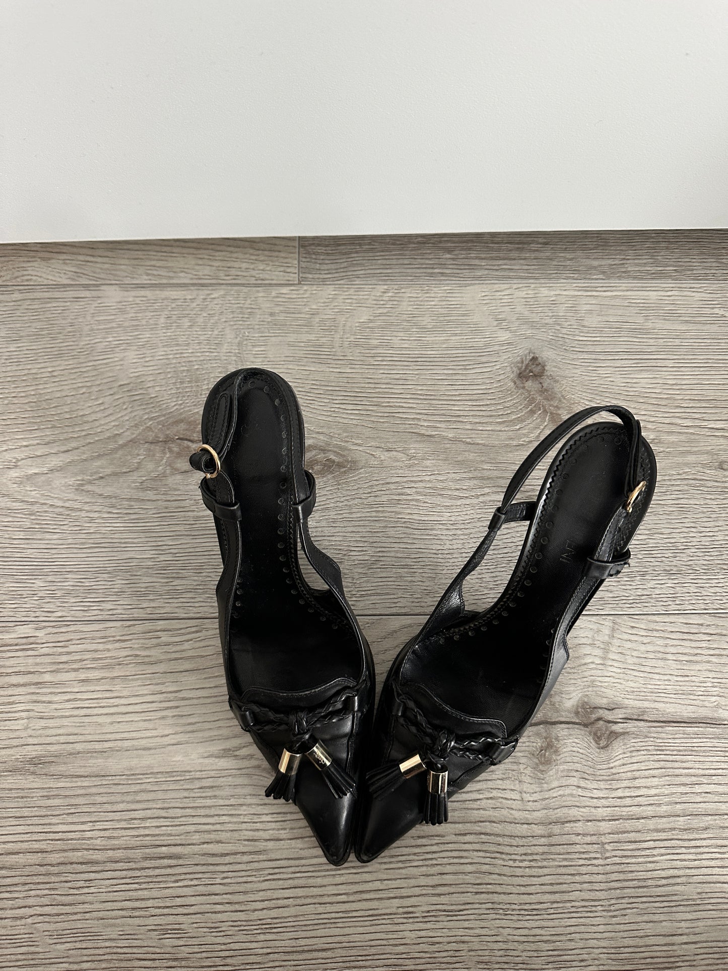 Vintage YSL Slingbacks with Tassel & Logo Detail