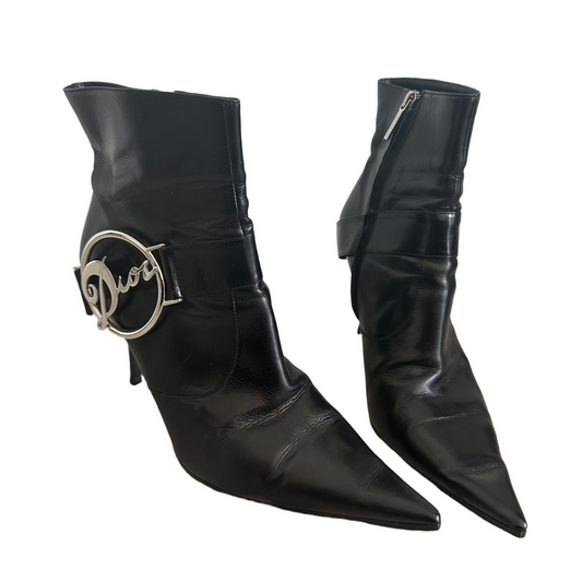 Vintage Christian Dior Ankle Boots with Dior Logo Emblem