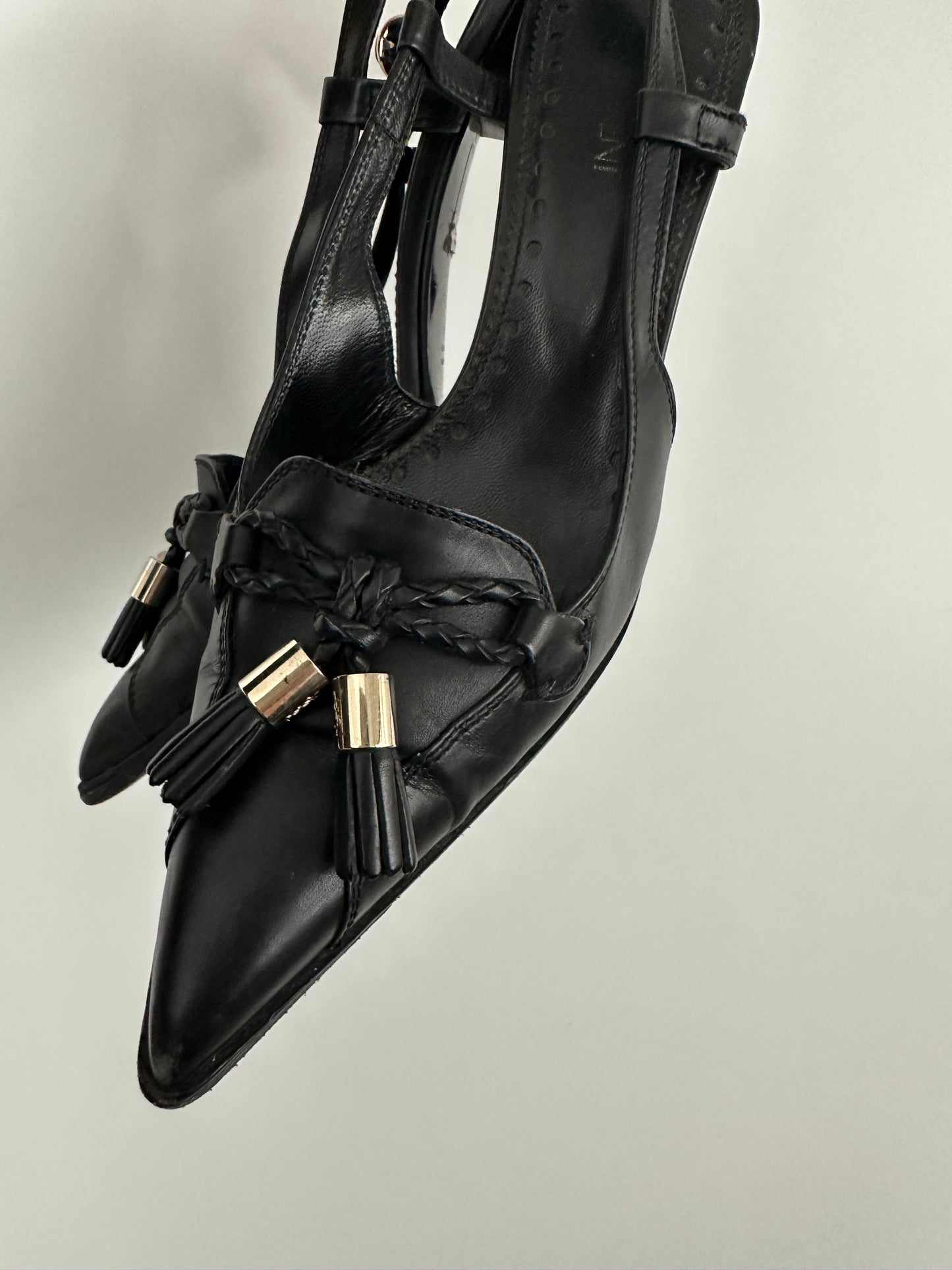 Vintage YSL Slingbacks with Tassel & Logo Detail