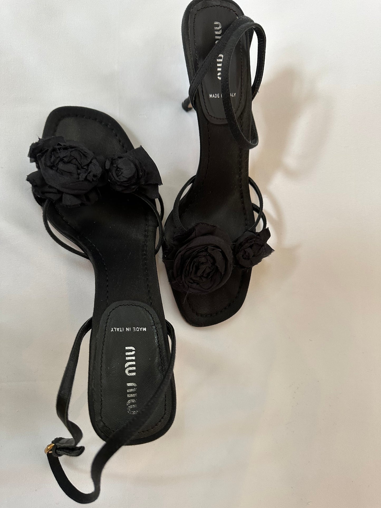 Vintage Miu Miu Black Floral Sandals