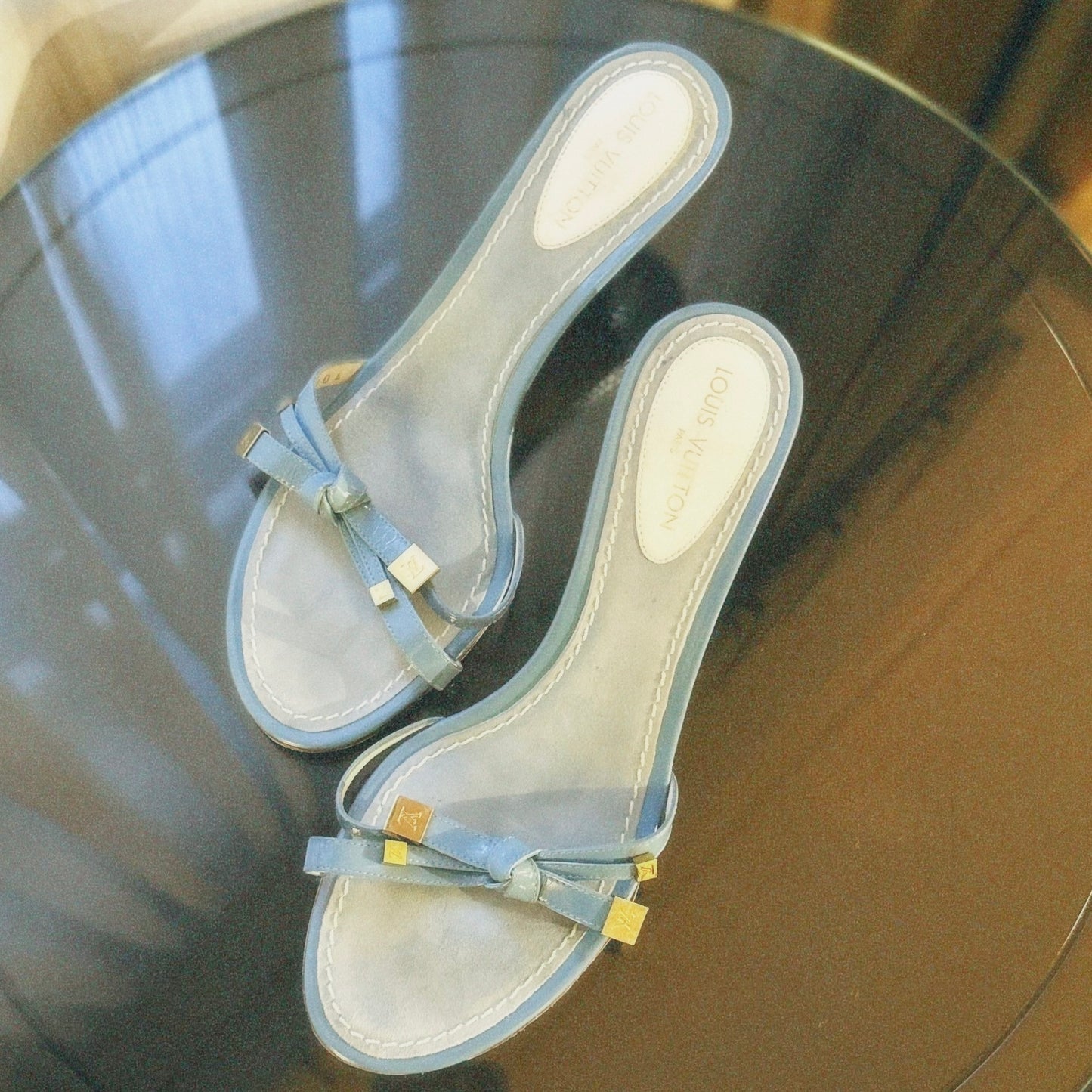 Vintage Louis Vuitton Patent Blue Kitten Heels