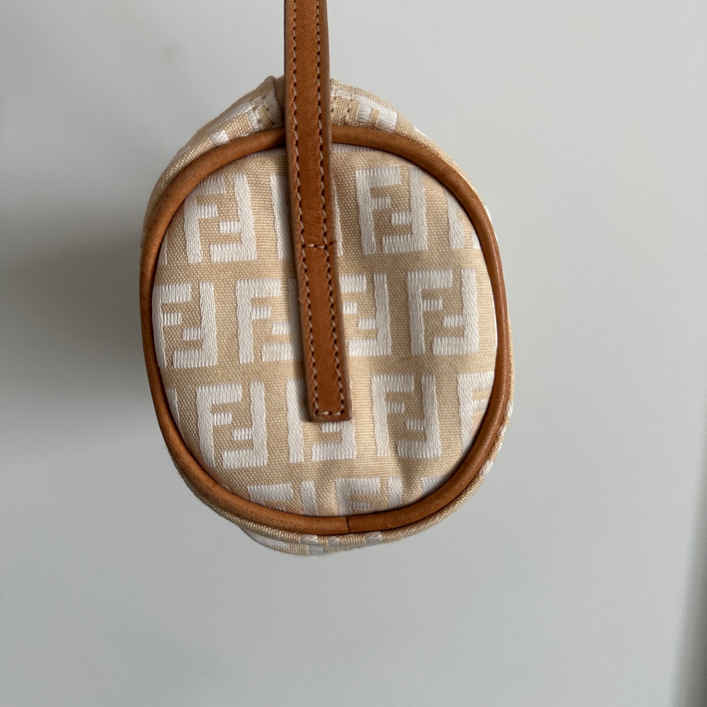 Vintage Fendi Ivory Zucchino Barrel Bag