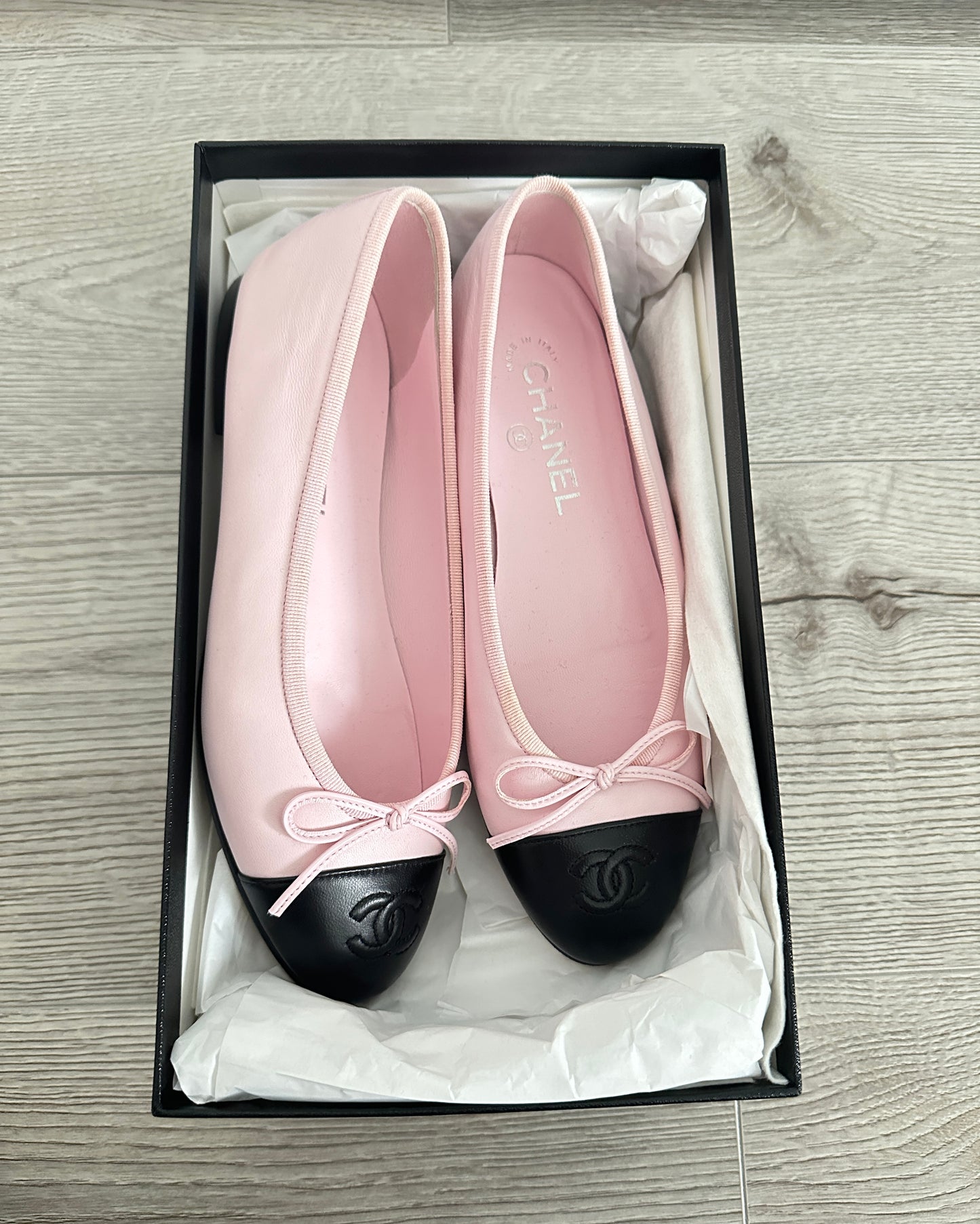 Chanel Ballerina Flats Pink/Black 37.5