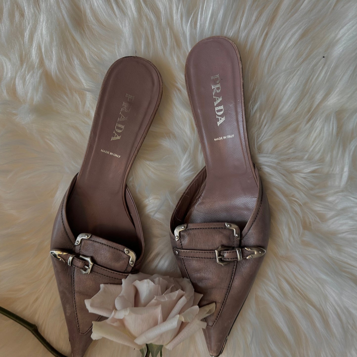 Vintage Prada Buckle Mules