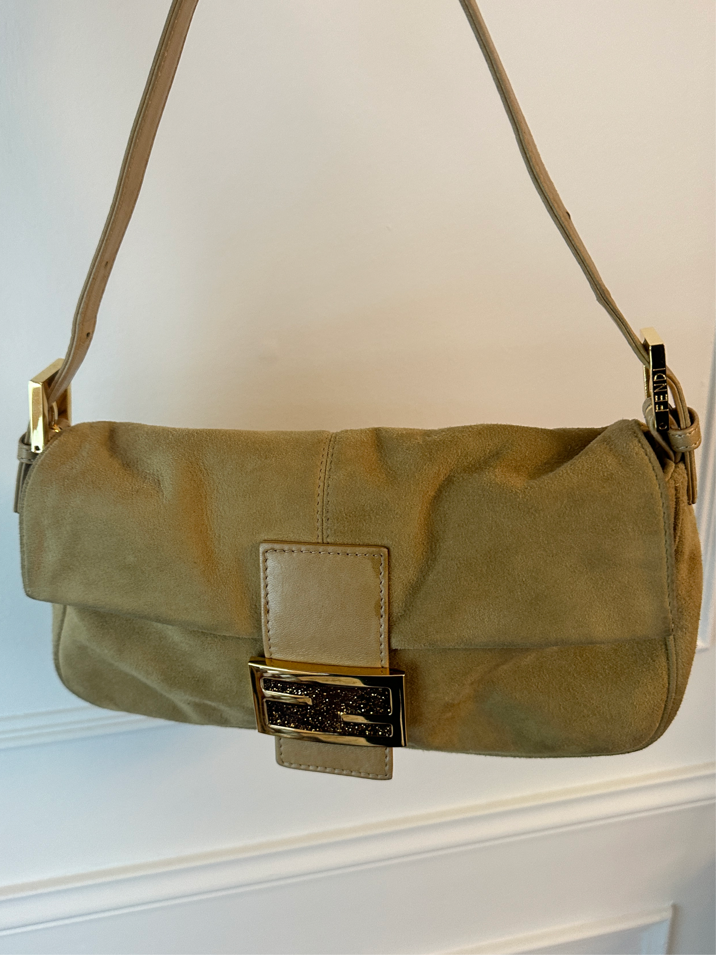 Vintage Fendi Suede Baguette Tan