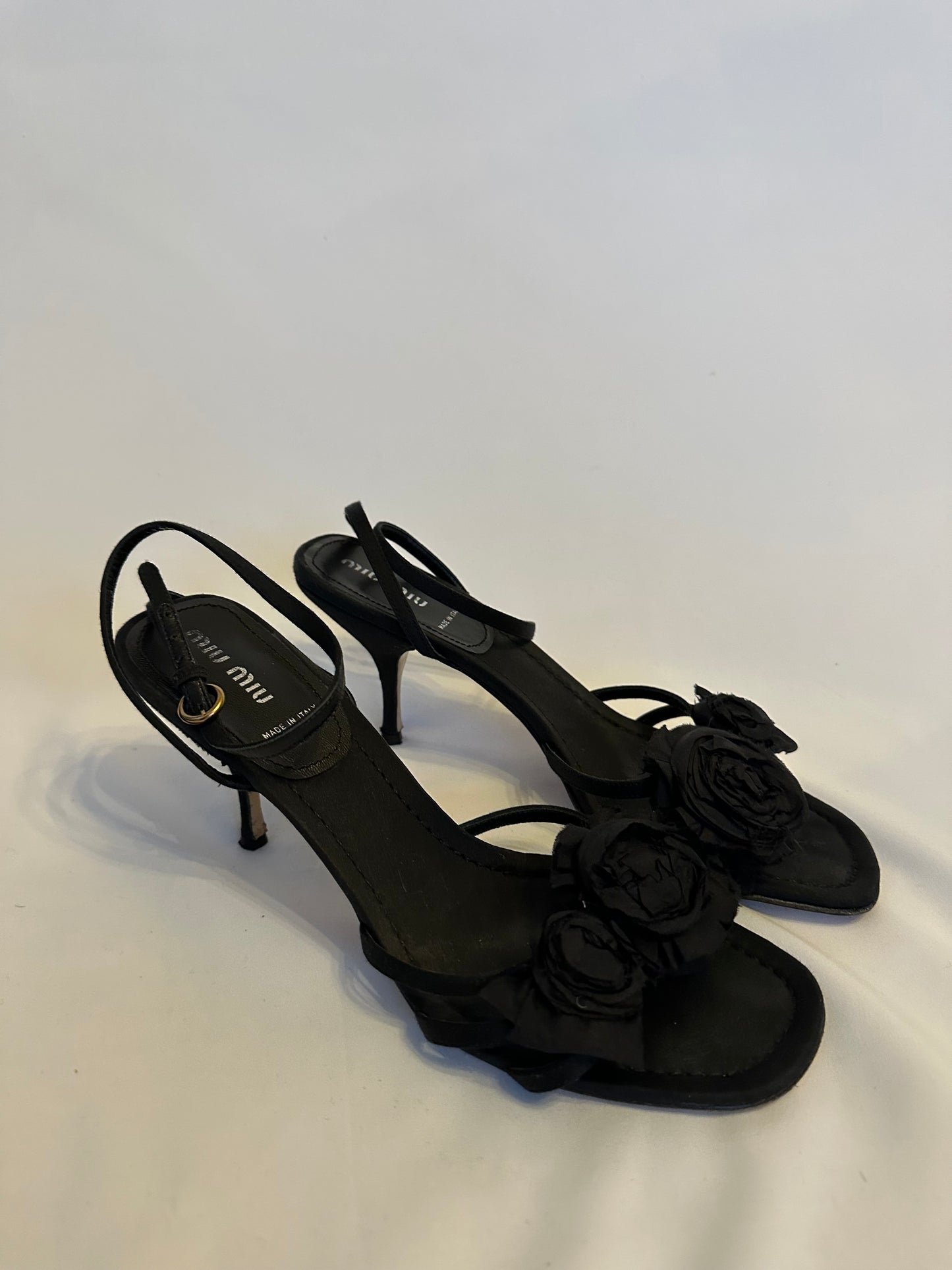 Vintage Miu Miu Black Floral Sandals