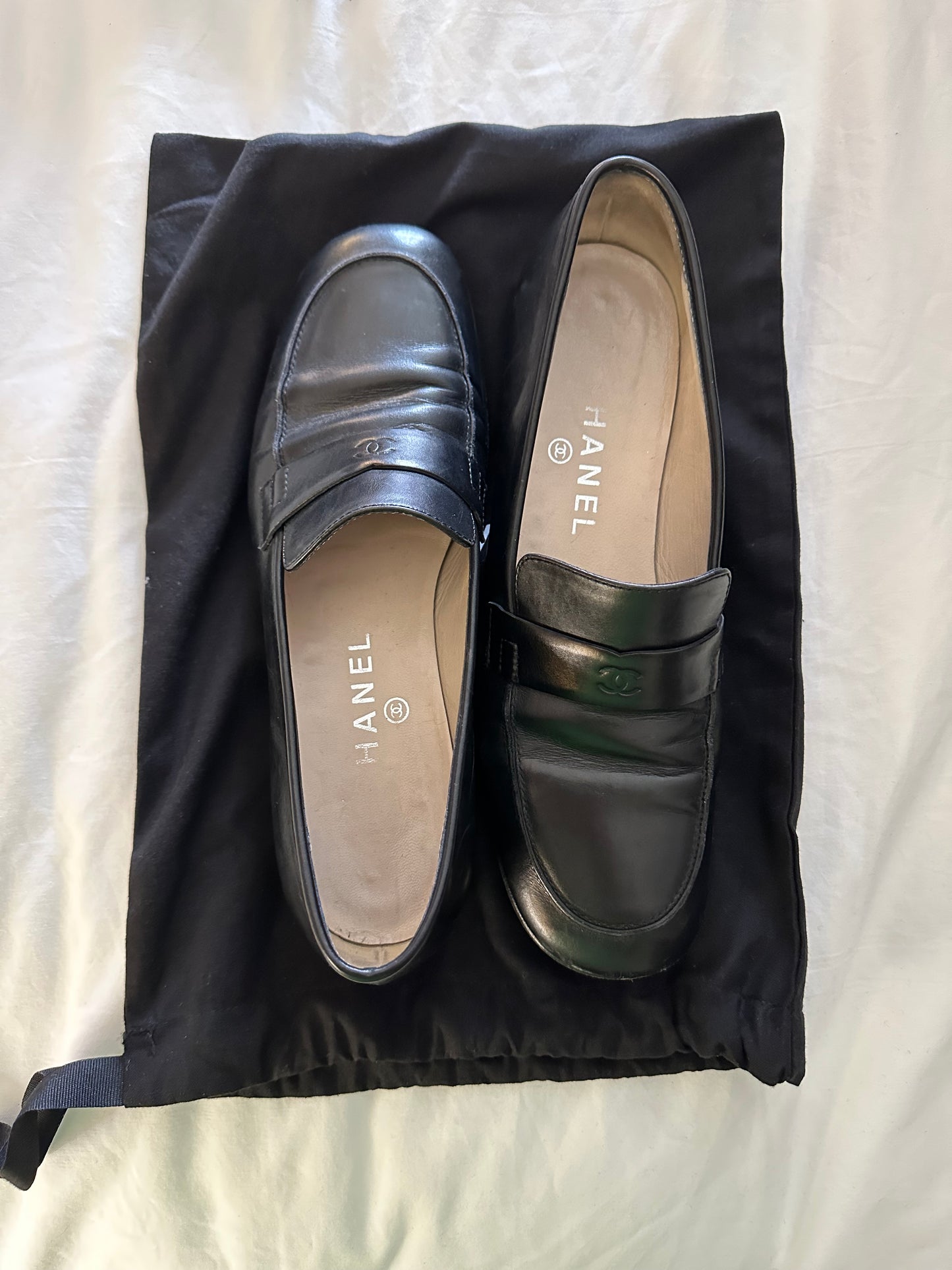 Vintage Chanel Black Loafers