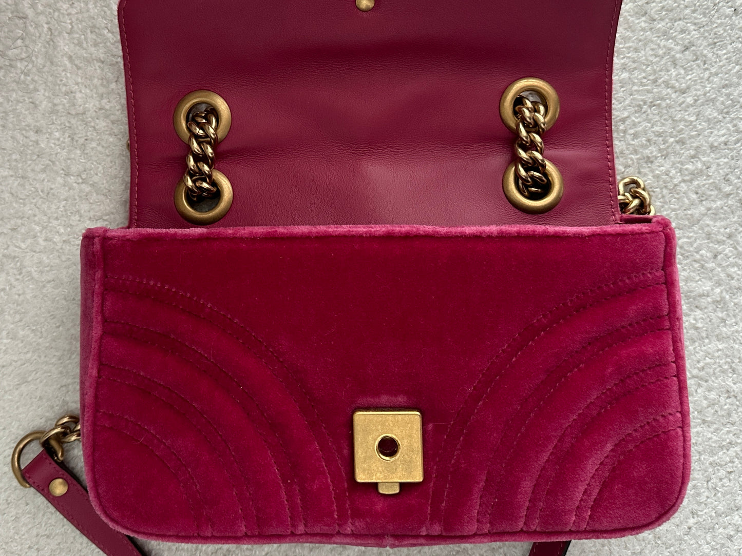 Gucci Marmont Mini Velvet Matelasse Shoulder / Crossbody Bag