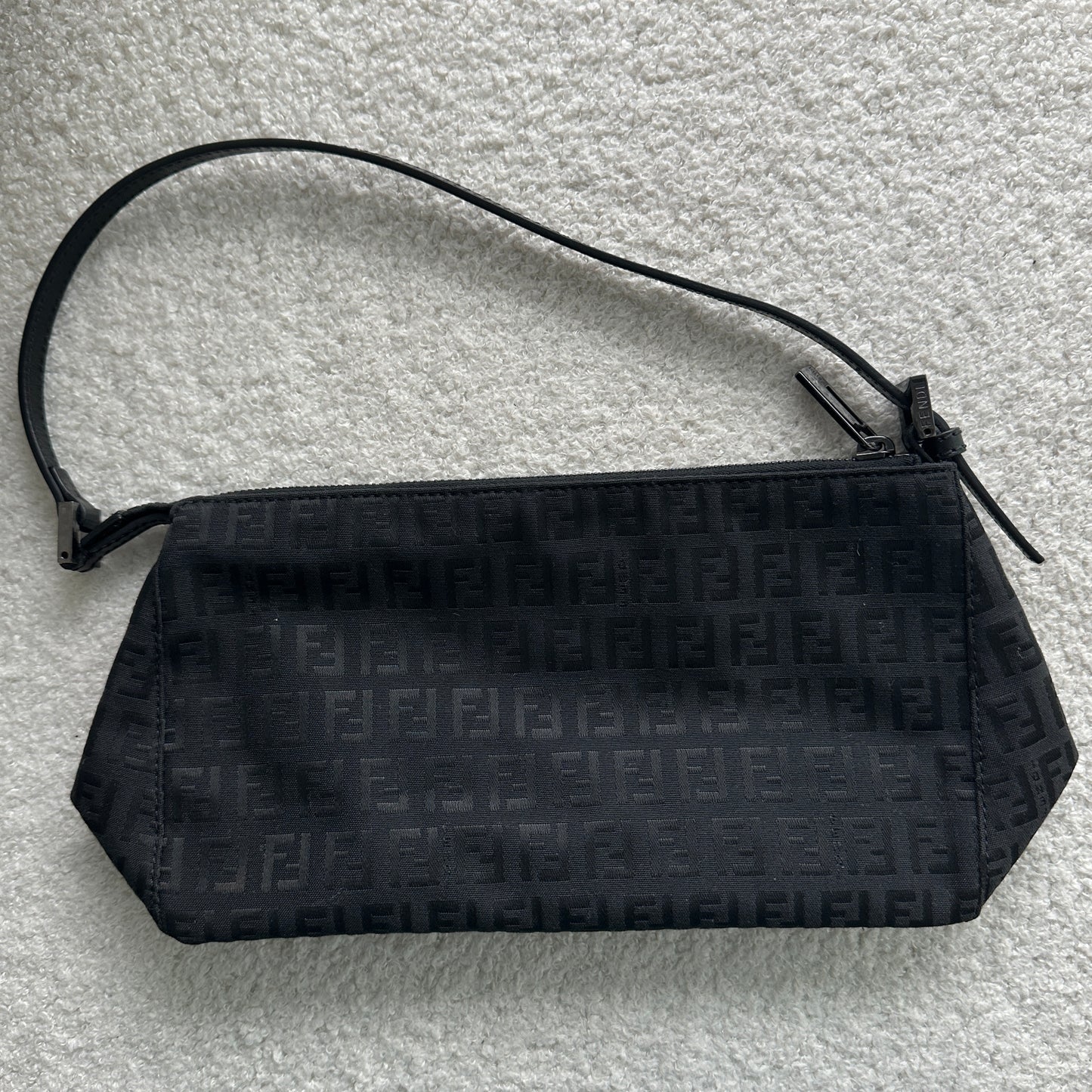 Vintage Fendi Zucchino Black Shoulder Bag