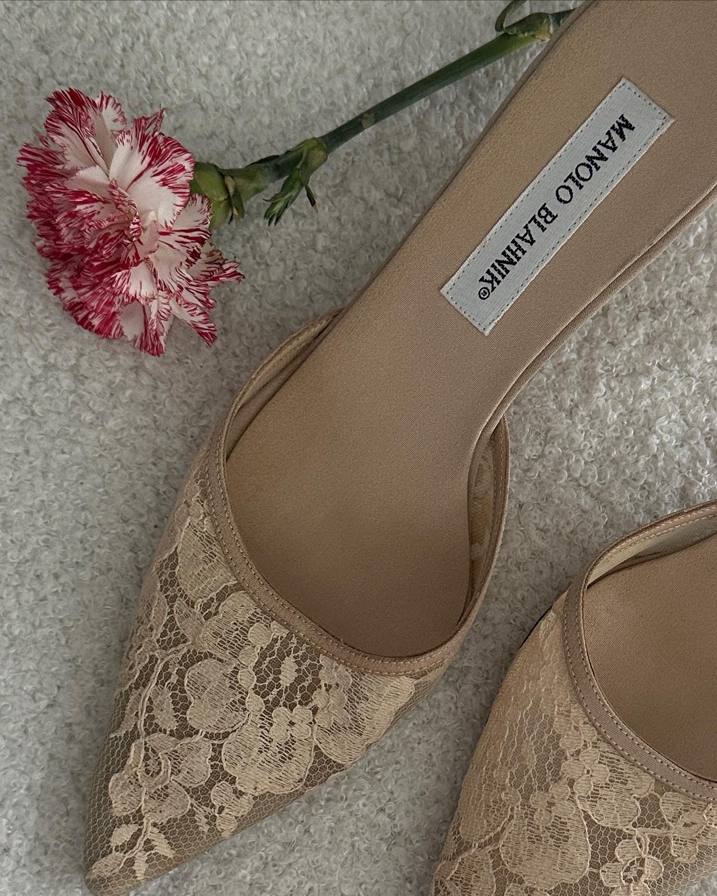 Manolo Blahnik Lace Mules