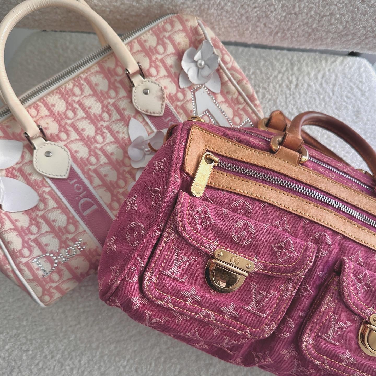 Vintage Dior Pink & White Bag