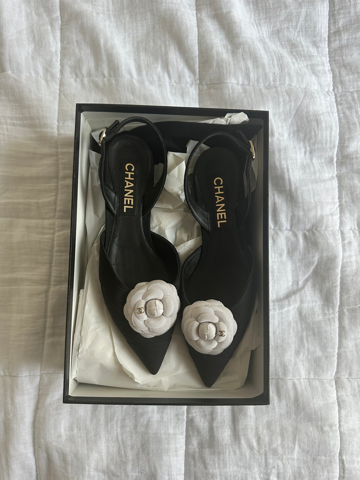 Chanel Camelia Slingback Ballet Flat 38