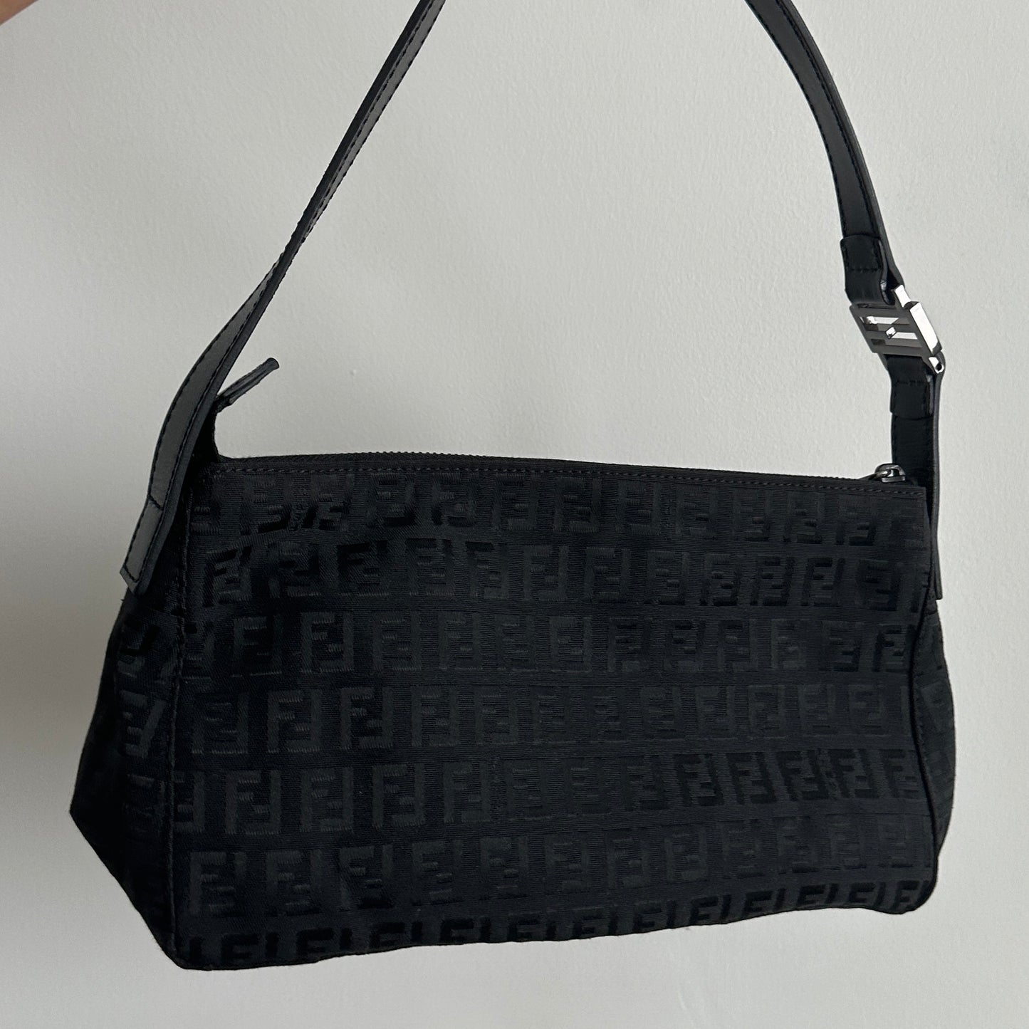 Vintage Fendi Zucchino Black Shoulder Bag