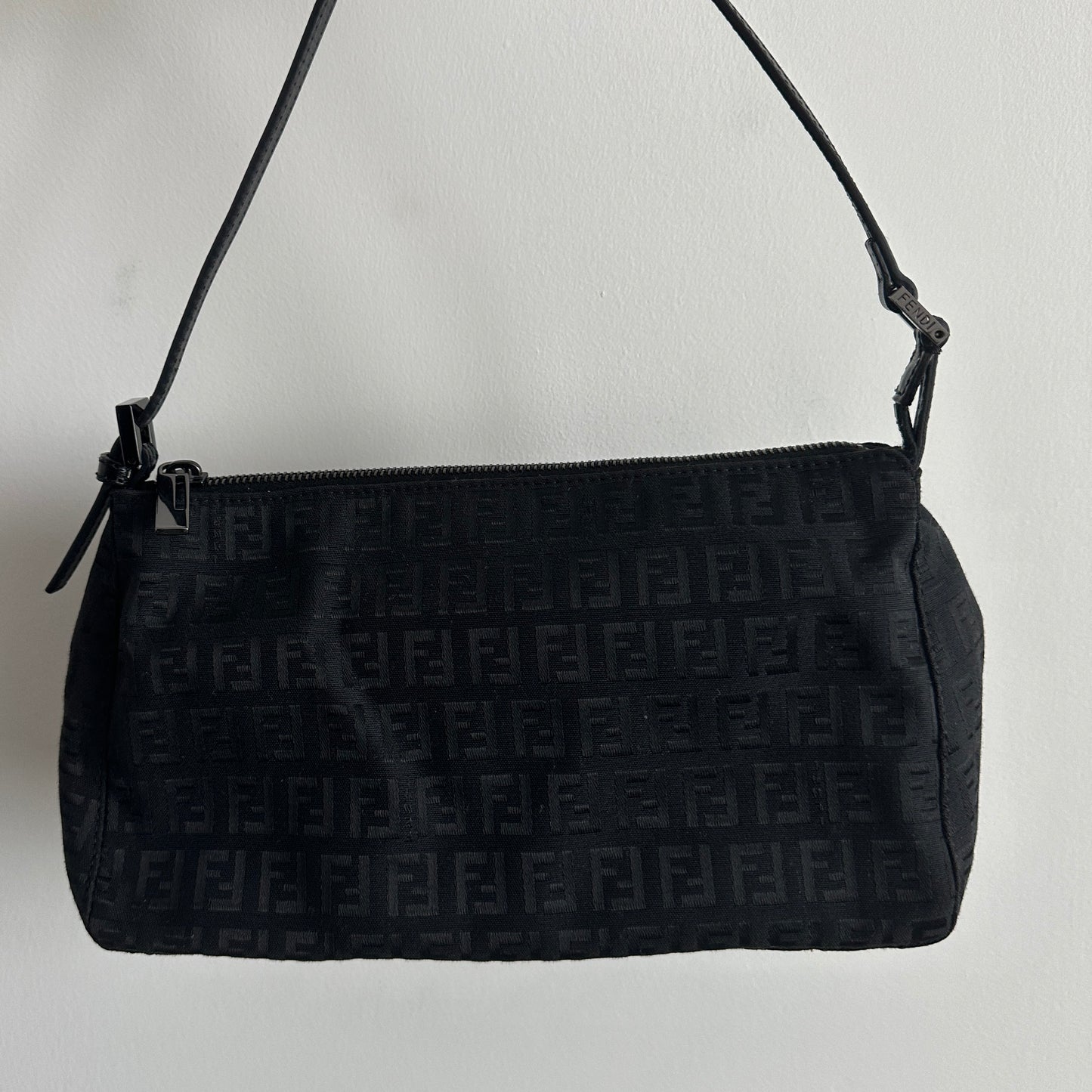 Vintage Fendi Zucchino Black Shoulder Bag