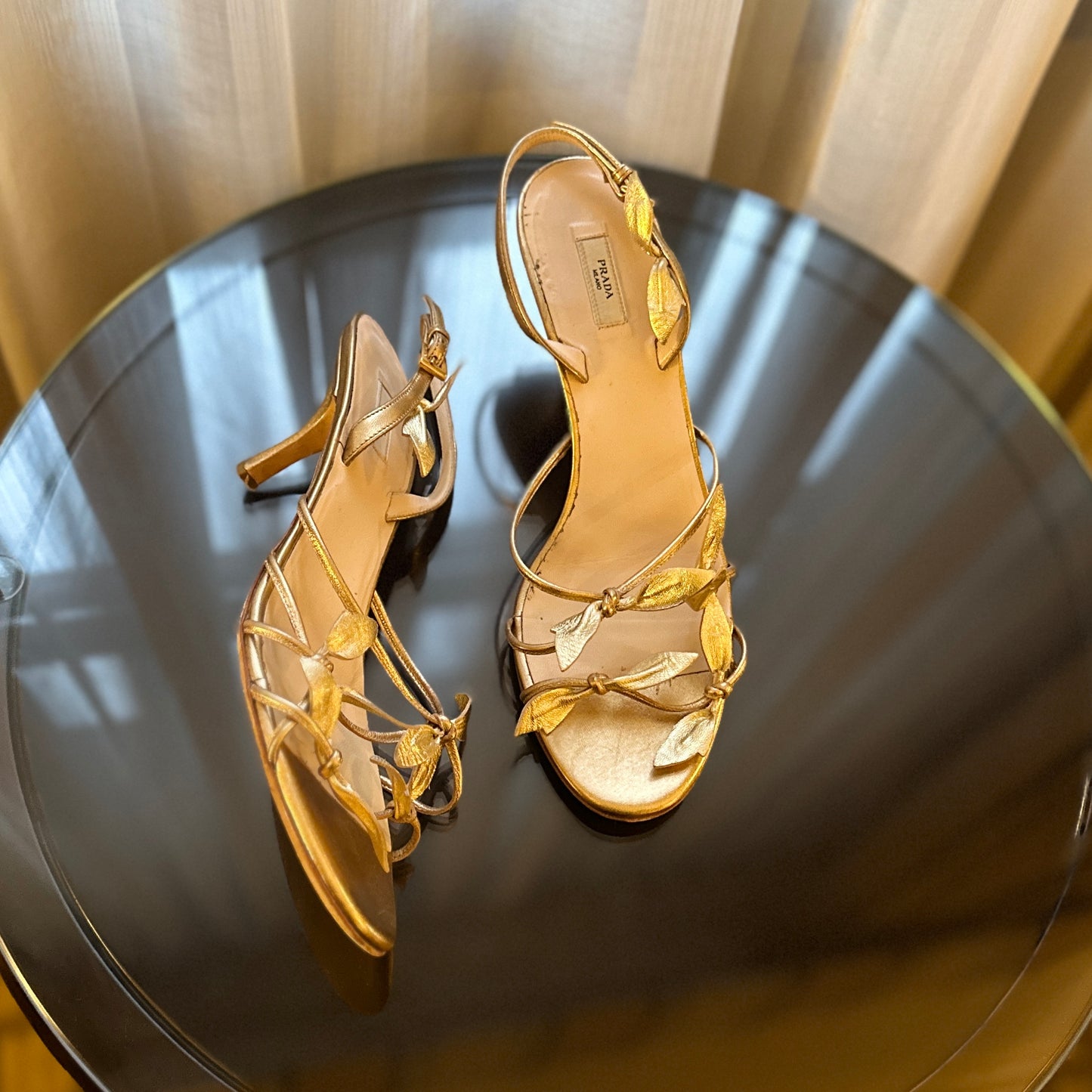 Vintage Prada Gold Leaf Sandals