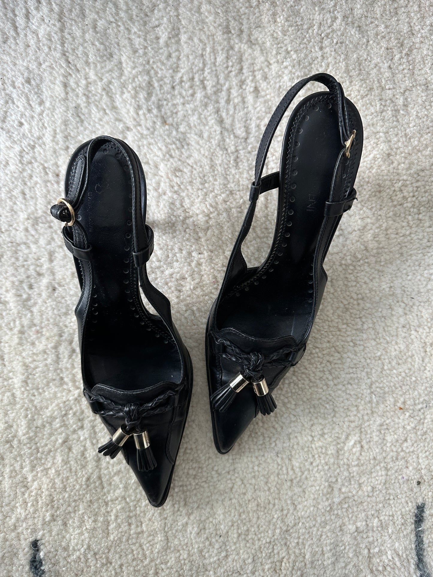 Vintage YSL Slingbacks with Tassel & Logo Detail