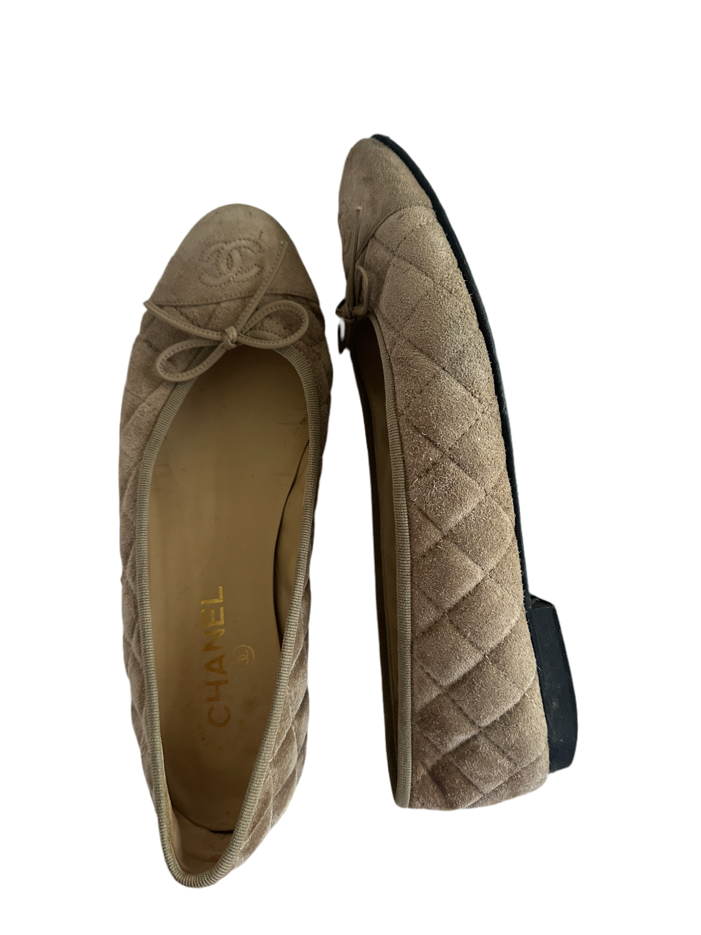 Chanel Suede Quilted Ballet Flat 39.5