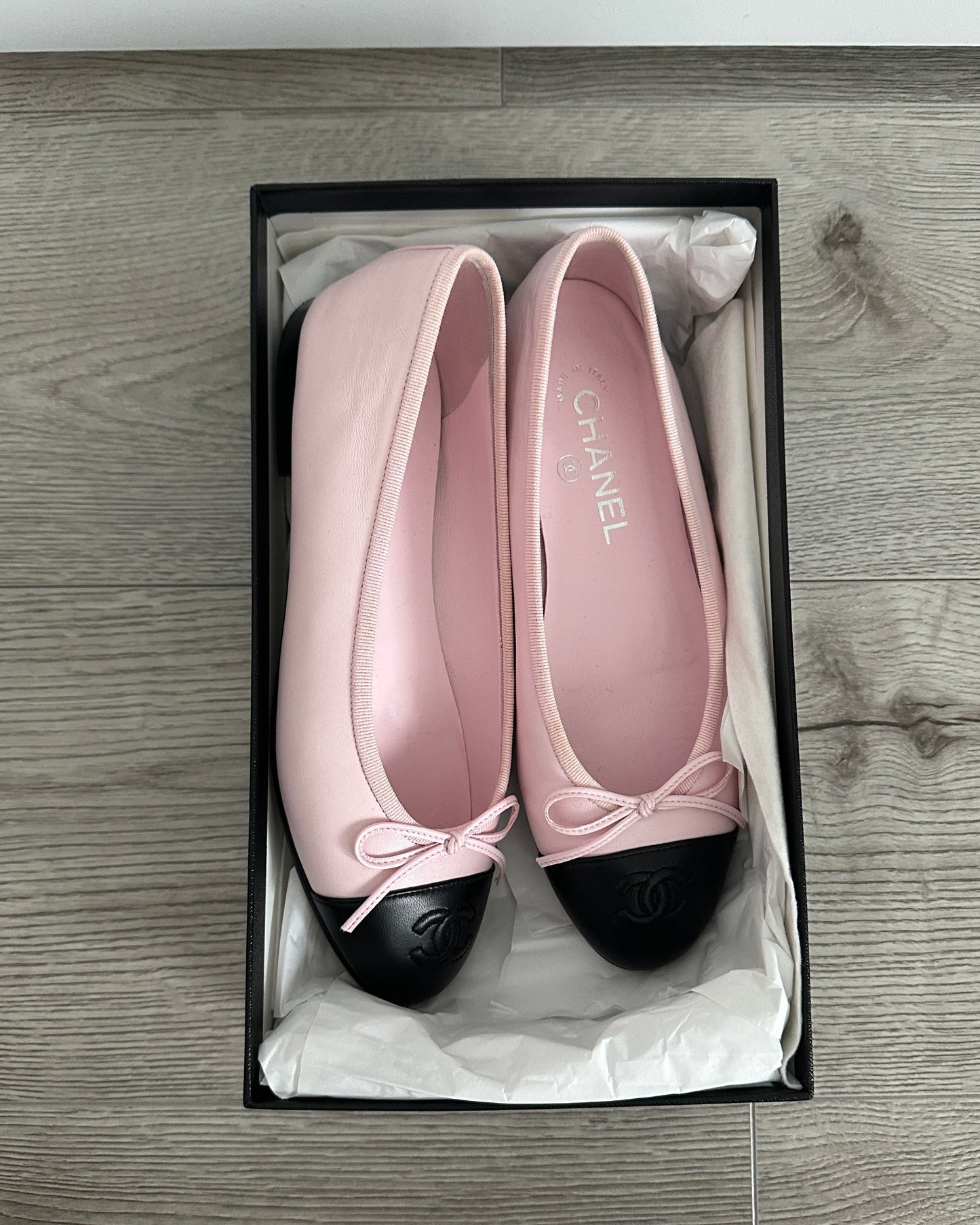 Chanel Ballerina Flats Pink/Black 37.5