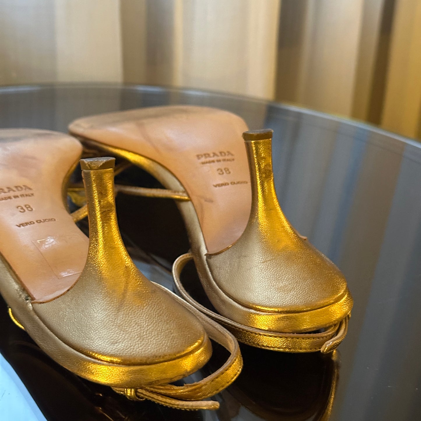 Vintage Prada Gold Leaf Sandals