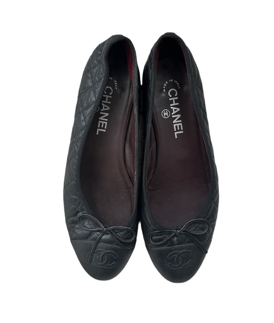 Chanel Quilted Leather Ballet Flats 39