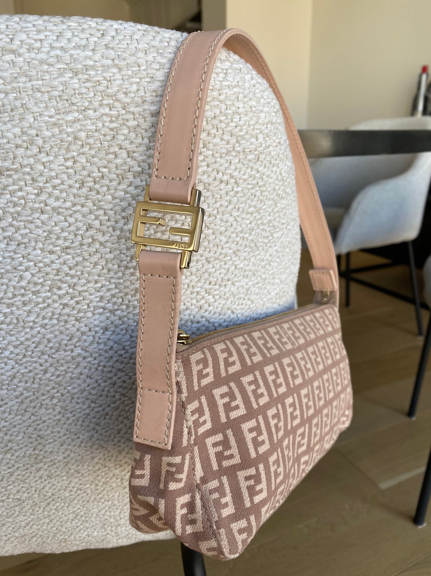 Vintage Fendi Zucchino Pink Shoulder Bag