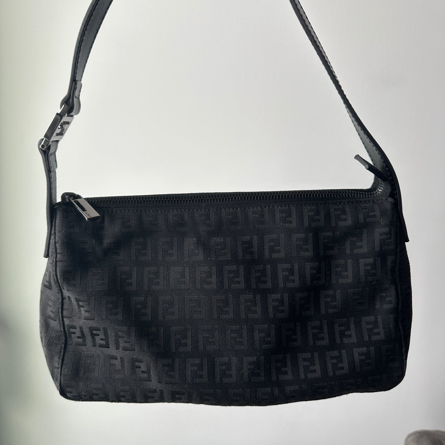 Vintage Fendi Zucchino Black Shoulder Bag