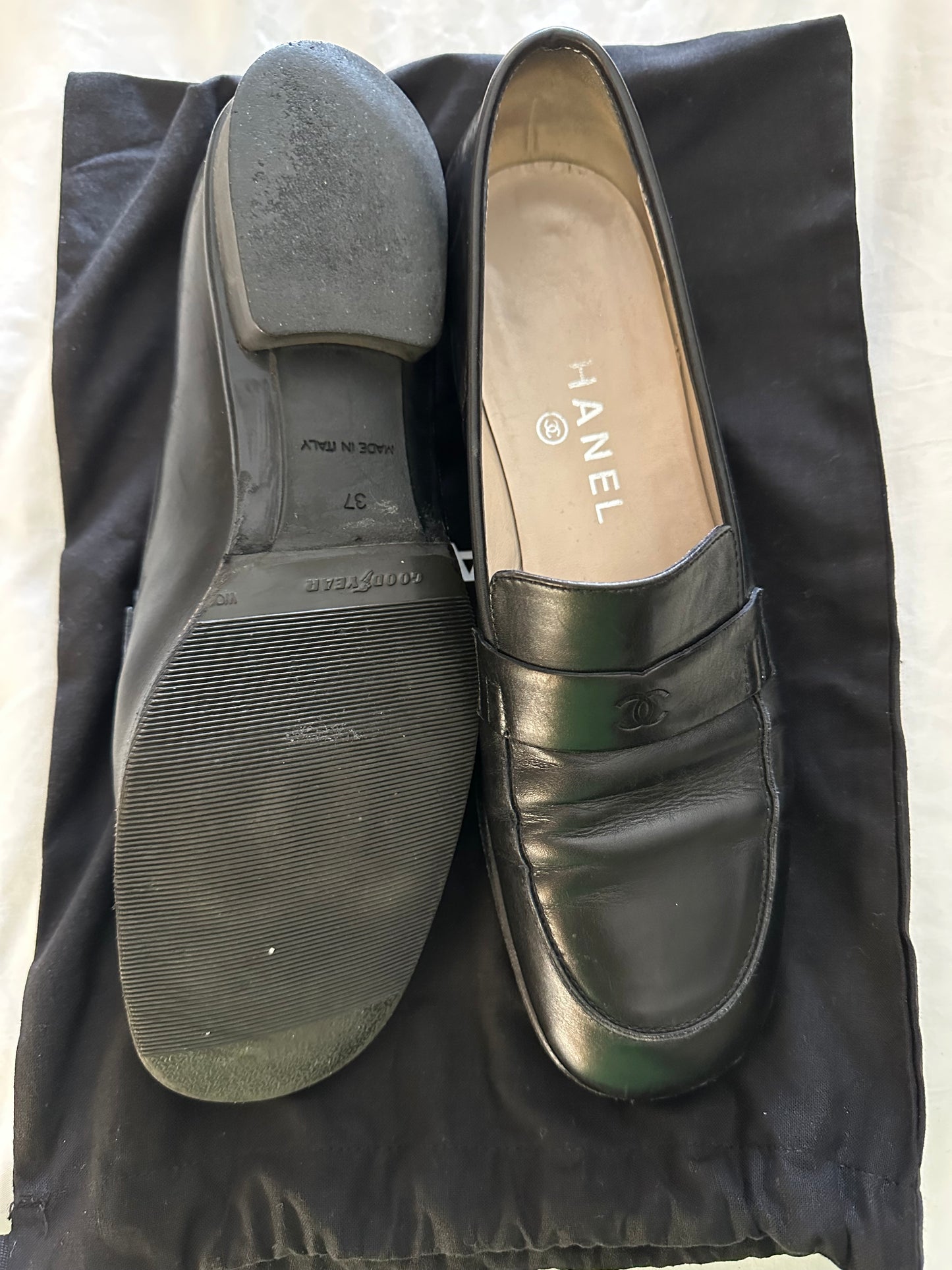 Vintage Chanel Black Loafers