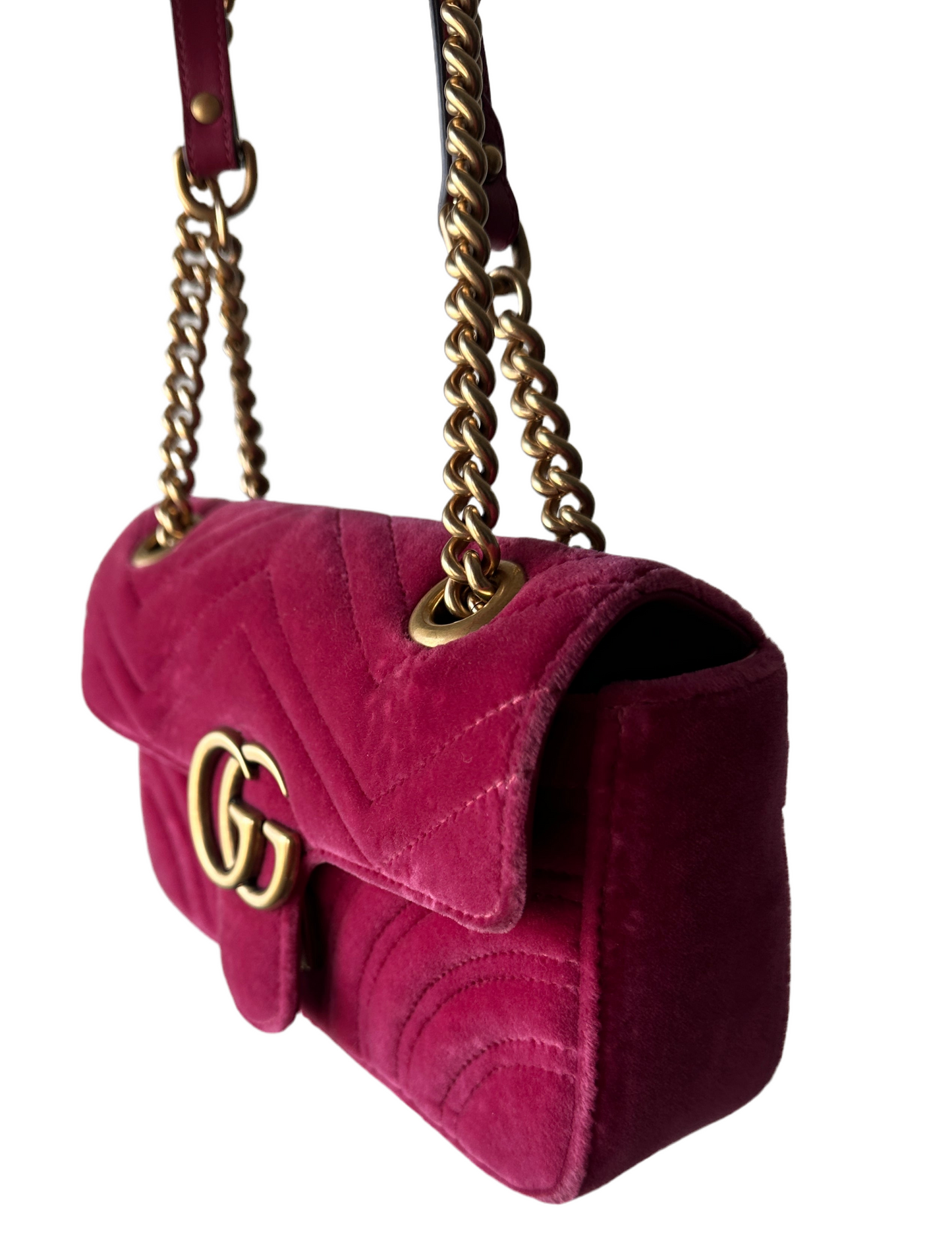 Gucci Marmont Mini Velvet Matelasse Shoulder / Crossbody Bag